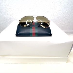 Gucci Aviator Sunglasses in Ivory and Gold